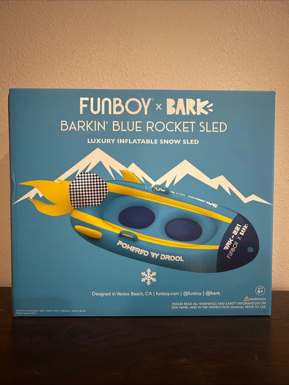 FUNBOY x BARK Barkin' Blue Rocket Sled - Blue & Yellow Inflatable